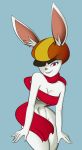  1girl 1girl 2018 anthro dragon_ball dragon_ball_super eyelashes furry kinglikeme lagomorph looking_at_viewer mammal open_mouth rabbit red_eyes simple_background smile sorrel_(dragon_ball) 