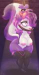  1girl 1girl 2018 absurd_res anthro bdsm blush bondage bound breasts chest_tuft clothing crying digital_media_(artwork) dimwitdog fifi_la_fume furry gag gagged hair hair_bow hair_ribbon high_res legwear mammal pussy ribbons sex_toy skunk stockings tears tiny_toon_adventures tuft warner_brothers 