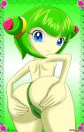 1girl 1girl anus ass big_ass clothing cosmo_the_seedrian dat_ass flora_fauna green_hair hair high_res humanoid lingerie nobody147 panties plant presenting pussy seedrian sega spreading underwear