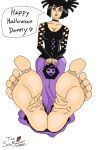 barefoot black_hair danny_fenton danny_phantom feet foot goth large_feet looking_at_viewer nail_polish pov purple_eyes samantha_manson sitting soles thesolemasterr toes