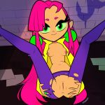  dc_comics green_eyes pancakemckennz pink_hair starfire supermirukuu teen_titans teen_titans_go 