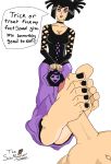  barefoot black_hair danny_fenton danny_phantom feet foot footjob goth large_feet looking_at_viewer nail_polish penis pov purple_eyes samantha_manson sitting soles thesolemasterr toes 