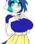 1girl 2018 anthro anthrofied blue_hair clothing crossgender equine friendship_is_magic furry futanari genderswap gif hair highres looking_at_viewer mammal my_little_pony penis shining_armor simple_background skirt tolsticot vein white_background