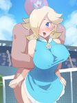 blonde_hair blue_eyes boris_(noborhys) bouncing_breasts breasts cfnm clothed_female_nude_male from_behind from_behind_position holding mario_tennis nintendo nipples penis_in_ass princess_rosalina public sex super_mario_bros. super_mario_galaxy tennis tennis_court webm