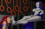 breasts dc_comics dcau foot_fetish koriand'r licking_foot nipples nude rachel_roth raven_(dc) ravenravenraven shocked_expression starfire teen_titans yuri