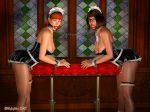 2018 3d ball_gag bondage breasts chain daphne_blake erect_nipples garter glasses maid minidress pantyhose scooby-doo thighs topless velma_dinkley