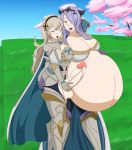 big_breasts big_penis big_testicles breasts camilla cleavage corrin cum cum_on_stomach female fire_emblem fire_emblem_fates futanari penis pregnant spooky-gh0st testicles yuri