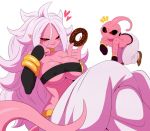 <3 android_21 big_breasts clothed donut dragon_ball dragon_ball_fighterz dragon_ball_z heart kid_buu long_hair looking_at_viewer majin majin_buu sssonic2 tail