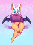 1girl 2017 5_toes anthro bat breasts clothing female female_only furry high_res huge_breasts mammal nipple_bulge nitro panties partially_clothed rouge_the_bat sega smile sonic_(series) toes underwear