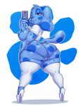 1girl anthro ass blue's_clues blue_(blue's_clues) breasts canine captainjerkpants clothing dog footwear furry high_heels holding_object holding_phone legwear mammal nick_jr. nickelodeon nipples phone shoes slightly_chubby