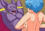 1boy 1girl angry beerus breasts bulma_briefs dragon_ball dragon_ball_super female interspecies mad male motion_lines nude paizuri setth98