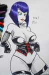 1girl big_breasts breasts corset eliza_(skullgirls) fishnet_legwear hips inkrait_(artist) lipstick pale-skinned_female skullgirls thick_thighs thighs wide_hips