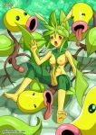 1girl 4boys anthro areolae bbmbbf bellsprout breasts cowgirl_position gangbang levanny lying multiple_boys nintendo nipples on_back open_mouth palcomix penis pokemon pokemon_bw pokepornlive pussy red_eyes shiny shiny_skin tongue tongue_out vaginal