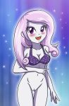 1_girl 1girl blush bottomless bra breasts equestria_girls eyebrows_visible_through_hair female female_human female_only fleur_de_lis fleur_de_lis_(mlp) friendship_is_magic hairless_pussy hand_on_stomach long_hair looking_at_viewer mostly_nude my_little_pony no_panties pussy solo standing thigh_gap white_skin