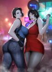 1girl 2_girls ada_wong asian asian_female big_ass big_breasts black_hair breasts_to_breasts brown_hair clothed_female dress fellatio female_focus female_only human human_only jeans jill_valentine mature miaosij pants resident_evil resident_evil_2 resident_evil_3 resident_evil_3_remake short_dress short_hair tagme tight_clothing tight_jeans tight_pants uncensored video_game_character video_game_franchise