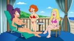 3girls american_dad beach bikini blonde_hair breasts francine_smith futurama gina_(american_dad) orange_hair purple_hair turanga_leela