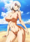  1girl 1girl 1girl big_breasts breasts completely_nude erect_nipples killing_bites navel nipples nude nude_filter orange_eyes photoshop pussy short_hair smile summer uzaki_hitomi white_hair 