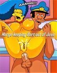  anal anus ass breasts cheating_wife cum cum_in_ass erect_nipples erection interracial lou_(simspons) marge_simpson milf nude orgasm_face pussy_juice pussy_lips shaved_pussy the_simpsons thighs yellow_skin 