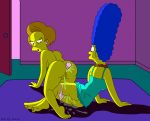 all_fours anal_dildo anal_insertion anal_penetration ass edna_krabappel marge_simpson nude pants_down pussy_juice shaved_pussy the_simpsons thighs yuri