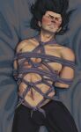 aizawa_shouta black_hair eraserhead_(my_hero_academia) erection_under_clothes my_hero_academia penis red_eyes shouta_aizawa tied tied_body tied_up