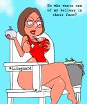 breasts_out_of_clothes dilf family_guy huge_breasts meg_griffin one-piece_swimsuit sbb swimsuit water_balloon