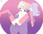 2girls amethyst amethyst_(steven_universe) blush breasts cartoon_network dezz futa_on_female futanari large_penis nude pearl pearl_(steven_universe) penis purple_skin small_breasts steven_universe stomach_bulge vaginal vaginal_penetration white_skin