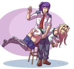  2_girls alto_saotome bubble_butt large_ass lasttranshero_(artist) macross_frontier multiple_girls otk over_the_knee sheryl_nome spank spanked spanking 