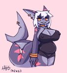 1girl 1girls avggrendelmain belly belly_button big_breasts breasts chubby chubby_anthro chubby_female nipple_bulge nipples shark shark_fin shark_girl shark_humanoid shark_tail shark_teeth