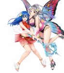 2_girls alluring bare_shoulders bikini bikini_skirt blue_eyes blue_hair caeda_(fire_emblem) caeda_(summer)_(fire_emblem) cleavage cleavage_cutout clothing_cutout fairy_wings feet female_focus fire_emblem fire_emblem:_mystery_of_the_emblem fire_emblem_heroes fire_emblem_warriors flower full_body hair_flower hair_ornament high_heel_sandals high_heels high_res intelligent_systems long_hair matching_hair/eyes medium_breasts midriff multiple_girls navel nintendo official_art one-piece_bikini open_mouth plumeria_(fire_emblem) plumeria_(summer)_(fire_emblem) pointy_ears ponytail ryouma_(galley) sandals see-through_clothes smile swimsuit thigh_strap thighs toes transparent_background wings