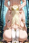 1boy1girl 1girl ai_generated ass blonde_hair cerestia_of_life curvy curvy_female curvy_figure elf elf_ears fellatio fellatio implied_oral last_origin long_hair nude sex