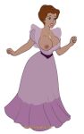 1girl 1girl 1girl breasts clothed clothing disney dress edwardian female_only human inusen mary_darling mature_female milf mostly_clothed nipples one_breast_out one_breast_out_of_clothes peter_pan_(disney) pink_dress standing third-party_edit