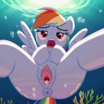 1girl ai_generated anus dragoncrystal female friendship_is_magic hasbro my_little_pony pony pussy rainbow_dash rainbow_dash_(mlp) solo underwater
