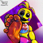 1girl 1girls animatronic animatronic_female chicken chicken_girl feet five_nights_at_freddy's five_nights_at_freddy's_2 fnaf foot_fetish holding_up_foot phasianid robot robot_girl scottgames sinistercherry toy_chica_(fnaf)