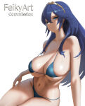 1girl 1girl 1girl artist_name big_breasts big_breasts bikini blue_eyes blue_hair cleavage feikyart female_only fire_emblem fire_emblem_awakening fire_emblem_warriors intelligent_systems light-skinned_female light_skin looking_at_viewer lucina lucina_(fire_emblem) smile white_background