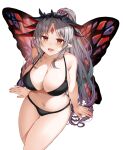 1girl 1girl alluring alternate_costume alternate_version_available bare_midriff bare_thighs big_breasts bikini black_bikini black_swimsuit commission fairy fairy_wings female_only fire_emblem fire_emblem_heroes grey_hair hair_vines intelligent_systems looking_at_viewer looking_up midriff nintendo open_mouth plumeria_(fire_emblem) pointy_ears red_eyes skeb_commission swimsuit thick_thighs thighs white_background wings yam_(yamap_mako)