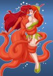 bare_breasts bare_legs bare_thighs blushing_female breast_press breast_squish breasts_squeezed_together closed_eyes disney genderswap heart_emoji kazibar kissing making_out monster_girl octopus_girl octopus_humanoid octopus_tentacle open_eyes peter_pan_(character) peter_pan_(disney) pointy_ears red_hair short_skirt surprised_expression tentacle tentacle_sex yuri