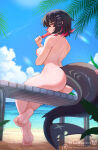 1girl 2d areola arm_under_breasts artist_name ass back back_view beach bench big_ass big_breasts black_hair blue_sky breasts bubble_butt cloud color colored contrail day daytime detailed_background digital_media_(artwork) eating ellen_joe feet female female_only fleet-foot full_body fully_naked fully_nude high_res hoyoverse licking_popsicle looking_at_viewer mihoyo nipples nude ocean outside patreon patreon_logo patreon_username pink_areola pink_nipples popsicle red_eyes sand sea seaside shark shark_girl shark_tail side_boob side_view sideboob sitting sky solo sucking_popsicle thick_thighs thighs thiren twitter twitter_logo twitter_username zenless_zone_zero