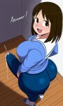 1futa ai_generated ass azumanga_daioh big_ass breasts cum ejaculation erection erection_under_clothes flare_pants forbidden_pants fundoshilover101 futanari huge_ass osaka_ayumu_kasuga yoga_pants