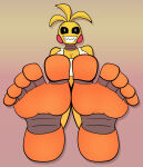 1girl 1girls animatronic bib boxcutter5 breasts chicken cleavage feet feet_up five_nights_at_freddy's five_nights_at_freddy's_2 foot_fetish foot_focus robot scottgames toy_chica_(fnaf)