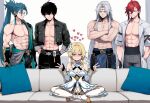 1girl 4boys abs ai_assisted ai_generated arms_behind_back black_hair blue_hair brown_eyes calcharo_(wuthering_waves) couch couch_sitting crossed_arms crossover double_v genshin_impact group group_sex group_sex heart hearts_around_head imminent_sex jiyan_(wuthering_waves) lumine_(genshin_impact) male male_rover_(wuthering_waves) meme meme_reference moments_before_disaster mortefi_(wuthering_waves) muscular muscular_male piper_perri_surrounded red_hair rover_(wuthering_waves) sitting topless topless_male truck-kun_art truck_kun white_hair wuthering_waves yellow_eyes