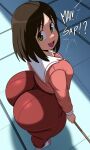 1girl ai_generated ass azumanga_daioh big_ass breasts flare_pants forbidden_pants fundoshilover101 huge_ass osaka_ayumu_kasuga yoga_pants