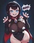 1girl 1girl 1girl big_breasts black_hair cape choker curvy curvy_female curvy_figure dialogue fangs female_only fingerless_gloves flipherrrr hotel_transylvania mavis_dracula slim_waist solo_female thick_thighs vampire vampire_girl voluptuous voluptuous_female wide_hips