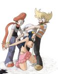  1girl barry barry_(pokemon) blue_hair cum cum_in_mouth dawn dawn_(pokemon) deepthroat facefuck fellatio forced hair irrumatio lucas lucas_(pokemon) oral pokemon pokemon_(game) pokemon_dppt sucking_penis threesome topless trainer_(artist) 