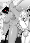 1girl 1girl1futa big_breasts blazblue bridget censored censored_genitalia censored_penis censored_pussy dark-skinned_female dark_skin exhausted exhausted_futa fecharis futanari grayscale greyscale guilty_gear hyper_penis implied_ejaculation kaka_(blazblue) mask masked masked_female penetration sex stomach_bulge taokaka tekkin_papa testicle_veins useless_censoring vaginal_penetration