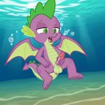 1boy ai_generated anus balls dragon dragoncrystal friendship_is_magic hasbro male my_little_pony penis solo spike spike_(mlp) underwater