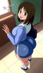 1girl ai_generated ass azumanga_daioh big_ass booty_shorts breasts dolphin_shorts fundoshilover101 huge_ass osaka_ayumu_kasuga