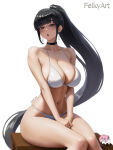 1girl 1girl alluring big_breasts bikini curvy_figure cute_girl eve_(stellar_blade) feikyart ponytail stellar_blade white_bikini