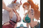 2_girls big_breasts curvy curvy_body curvy_female curvy_figure huge_breasts male monkey_d_luffy nami one_piece yamato_(one_piece)