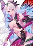 1girl 1girl 1girl absurd_res artist_name bare_thighs big_breasts breasts fairy_wings fire_emblem fire_emblem_heroes grey_hair high_res intelligent_systems long_hair nintendo open_mouth partially_clothed petals plant plumeria_(fire_emblem) pointy_ears ponytail red_eyes sakuramotikun sideboob thighs vines wings