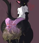 1girl ass big_ass black_fur feces felid feline fur furry furry_only oliver_(theomegaerror) print_underwear scat shitpile shitting_self steam theomegaerror thick_thighs yellow_eyes